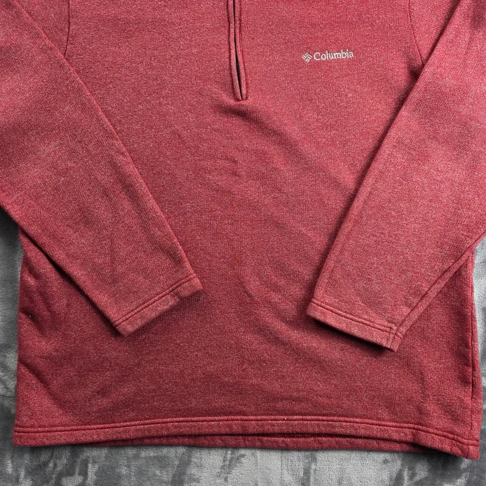 Columbia Pullover Mens Large Red Marl‎ Hart Mountain II Quarter Zip Sweatshirt